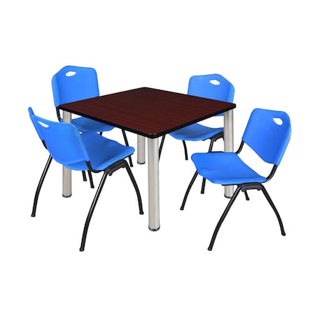 Kee Kee Square Table & Chair Set, Wood, Metal, Plastic Top, Mahogany TB4242MHBPCM47BE